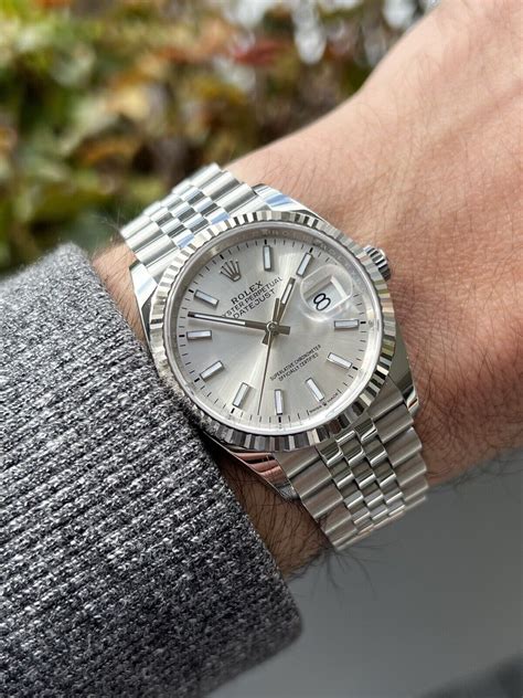 rolex datejust 126234 silver dial wrist|rolex 126234 for sale.